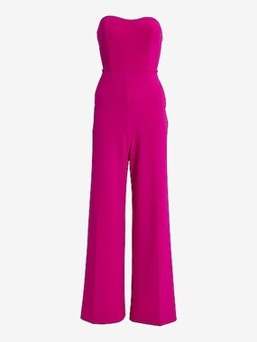 Express Strapless Wide-Leg Jumpsuit in Bright Fuchsia
